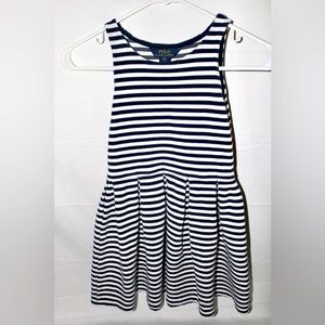 Girls Polo Ralph Lauren Size M (8/10)  Striped Dress White Blue